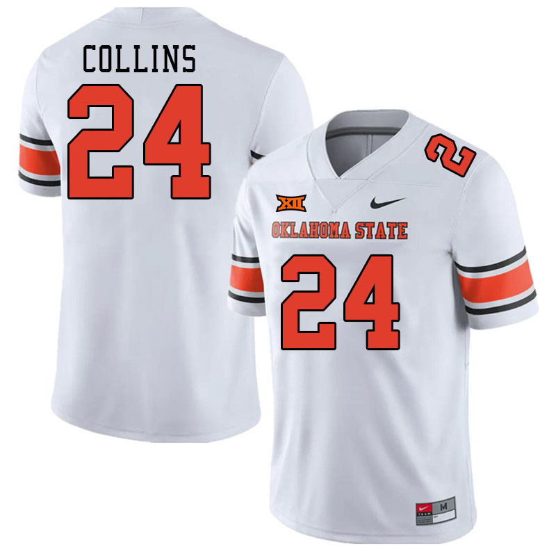 Men #24 Elijah Collins Oklahoma State Cowboys College Football Jerseys Stitched-White - Click Image to Close